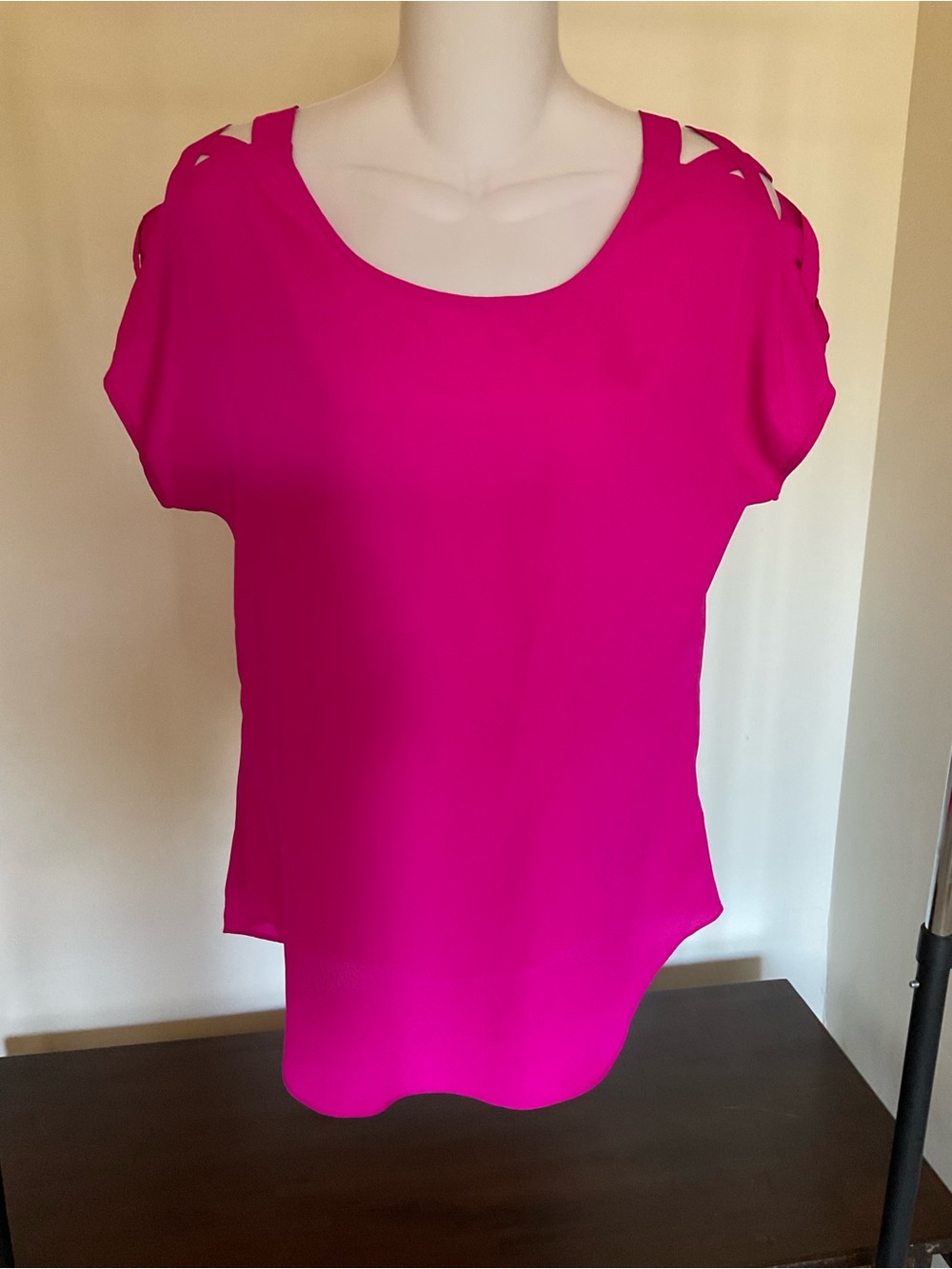 Express Hot Pink Cutout Shoulder Blouse